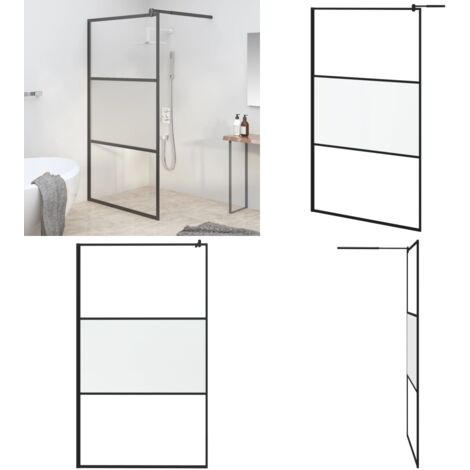 Parete Doccia Walk in 115x195cm Vetro Semi Smerigliato ESG Nero - Parete doccia in vetro - Parete doccia in vetro ESG