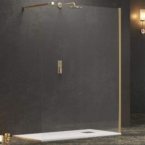 Parete doccia walk-in cristallo trasparente h200cm 8mm profilo oro, seleziona misura 170