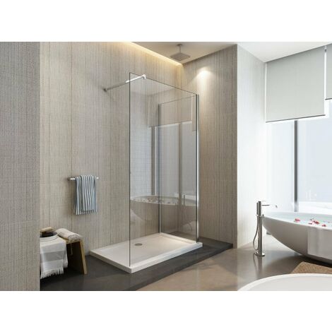 Parete doccia Walk-in due lati cristallo 8mm trasparente anticalcare h.200cm Sicena Vision Duo 75x100 cm