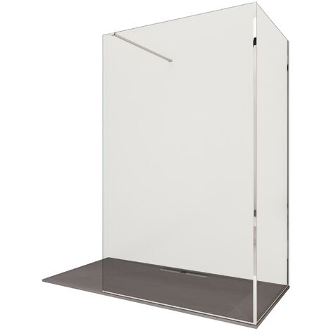 Parete doccia walk-in due lati trasparente senza profili h195 8mm osiride, misura 100x100