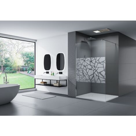 Parete doccia Walk In EX101 vetro temprato Effetto-specchio - 10mm - larghezza selezionabile
