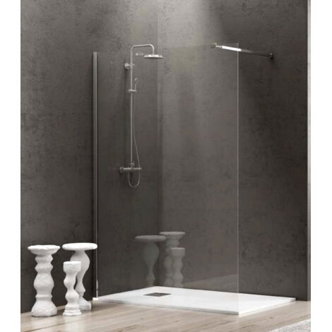 Parete doccia Walk in fissa 50 cm in cristallo trasparente 8 mm temperato con anticalcare reversibile profilo cromo" Walkin 1"