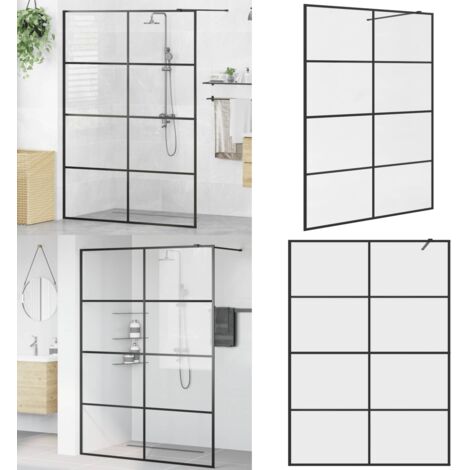 Parete Doccia Walk-in in Vetro Trasparente ESG 140x195cm Nera - Doccia walk-in - Vetro trasparente