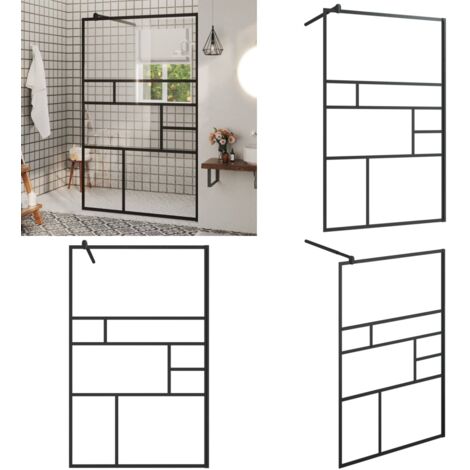 Parete Doccia Walk-in in Vetro Trasparente ESG Nera 100x195 cm - Doccia walk-in - Parete in vetro