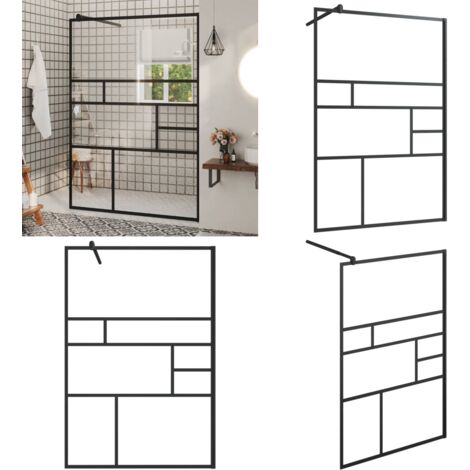 Parete Doccia Walk-in in Vetro Trasparente ESG Nera 115x195 cm - Doccia walk-in - Parete in vetro trasparente