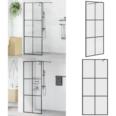 Parete Doccia Walk-in in Vetro Trasparente ESG Nera 80x195 cm - Doccia walk-in - Vetro trasparente