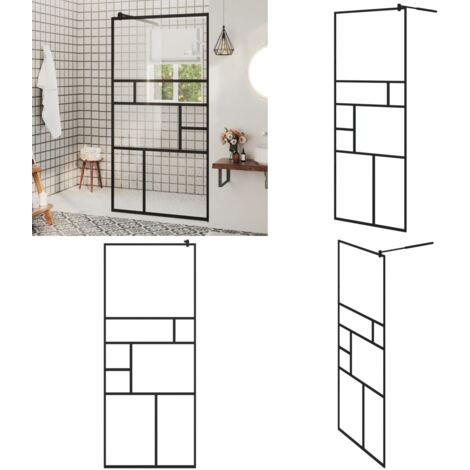 Parete Doccia Walk-in in Vetro Trasparente ESG Nera 80x195 cm - Doccia walk-in - Vetro trasparente
