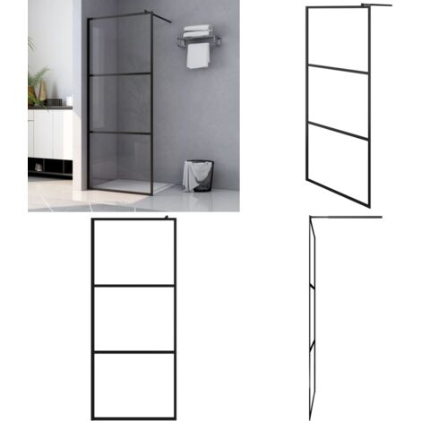 Parete Doccia Walk-in in Vetro Trasparente ESG Nera 90x195 cm - Doccia walk-in - Parete in vetro