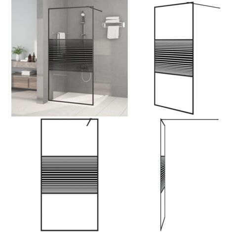 Parete Doccia Walk in Nero 100x195 cm Vetro Trasparente ESG - Parete doccia in vetro - Parete doccia in alluminio