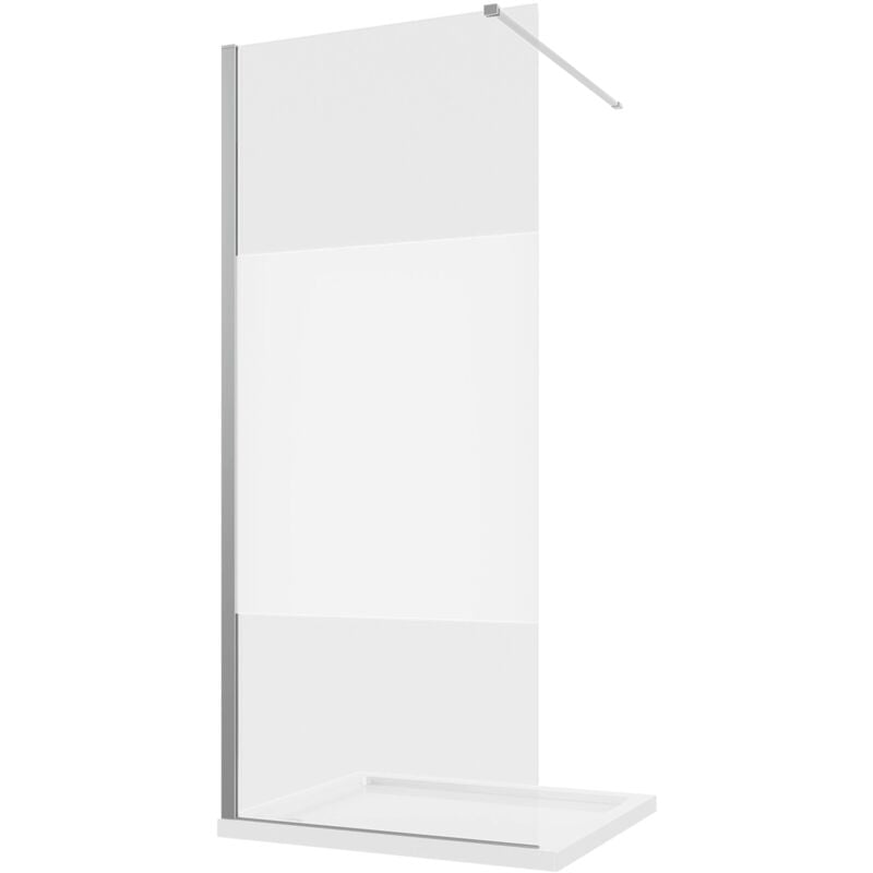 Paroi de douche de plain-pied 70 cm Profilés aluminium chromé Verre opaque 8mm avec traitement anticalcaire Réglable 67-69cm h200 - Réversible Mod.