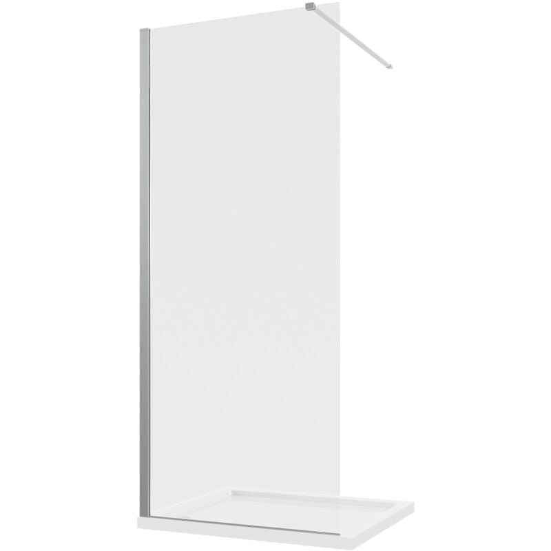Paroi de douche de plain-pied 80 cm Profilés en aluminium chromé Verre transparent 8mm avec traitement anti-calcaire Réglable 77-79cm h200