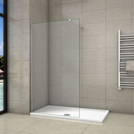 Parete Doccia Walk In Vetro Temperato Trasparente Anticalcare 8 mm Con Barra Stabilizzatrice regolabile da 73-120cm misura 85x200cm