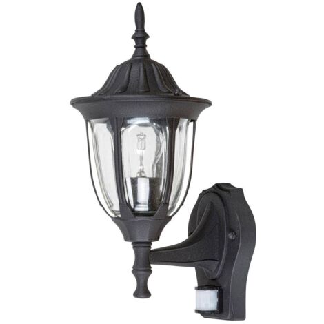 . Parete esterna lampada luce Milano metallo e vetro opaco nero L: 22cm B 16,5 cm H: 41cm IP43