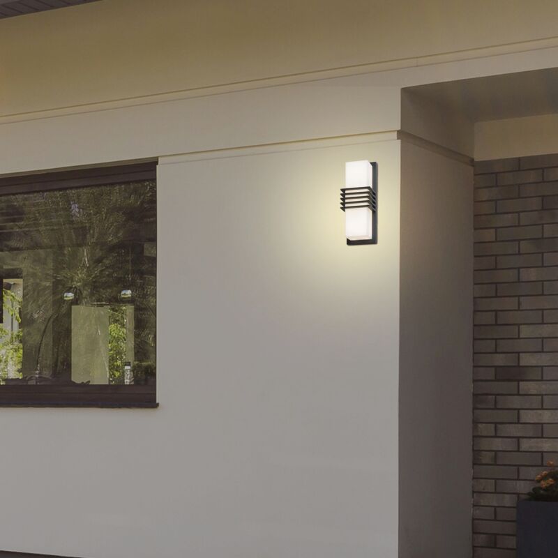 Image of Parete esterna lampada luce Rodez di metallo e plastica antracite l grigio / bianco: 7cm b: 11.5 cm h: 30cm IP44