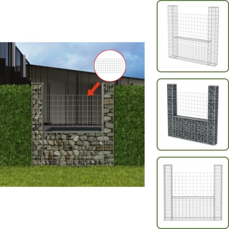 Parete in acciaio zincato - vidaXL Gabbione in Rete ad U in Acciaio Zincato 160x20x150 cm - Gabbione per giardino