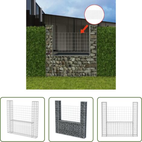 Parete in rete -  Gabbione in Rete ad U in Acciaio Zincato 160x20x150 cm