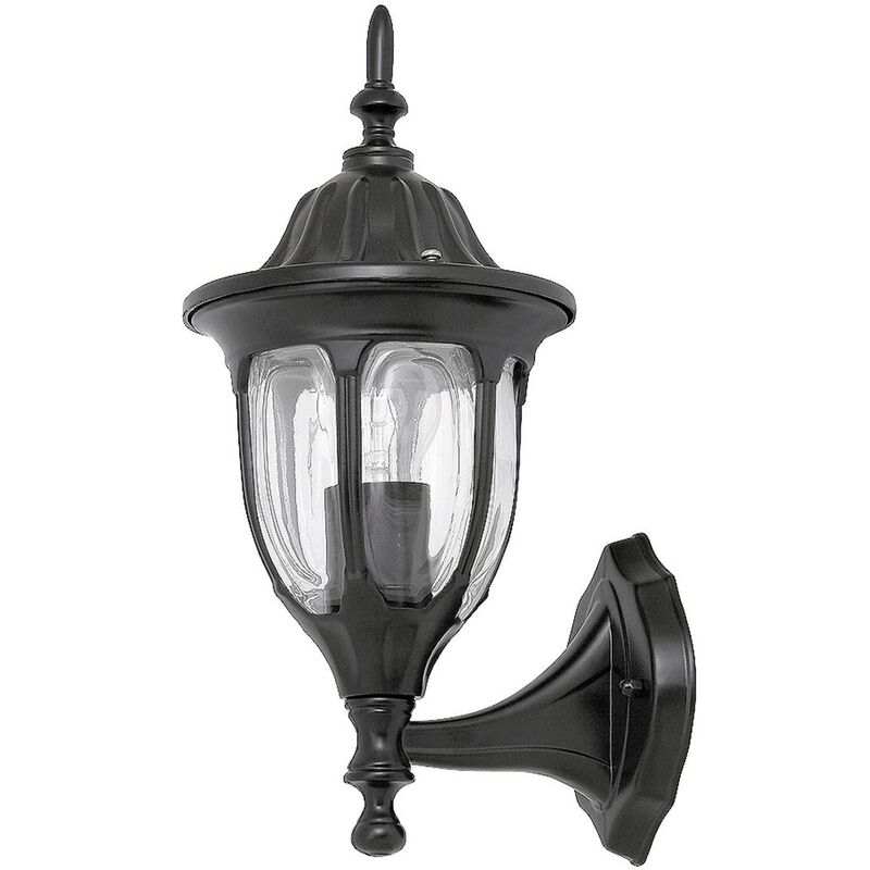 Image of Parete lampada esterna della luce vetro metallo Milano nero l: 20.5 cm b 16,5 cm h: 37cm IP43
