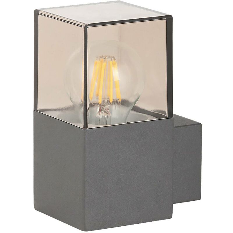 Image of Parete lampada esterna Dover luce plastica alluminio tinto colore / grigio l antrachite: 12 cm b: 8cm h: 16cm IP54
