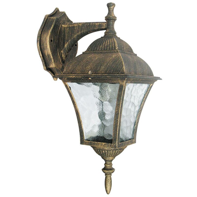 Image of Parete lampada esterna luce metallo vetro Toscana antikgold Ø20,5cm l: 20 cm b: 14.5 cm h: 37cm IP43