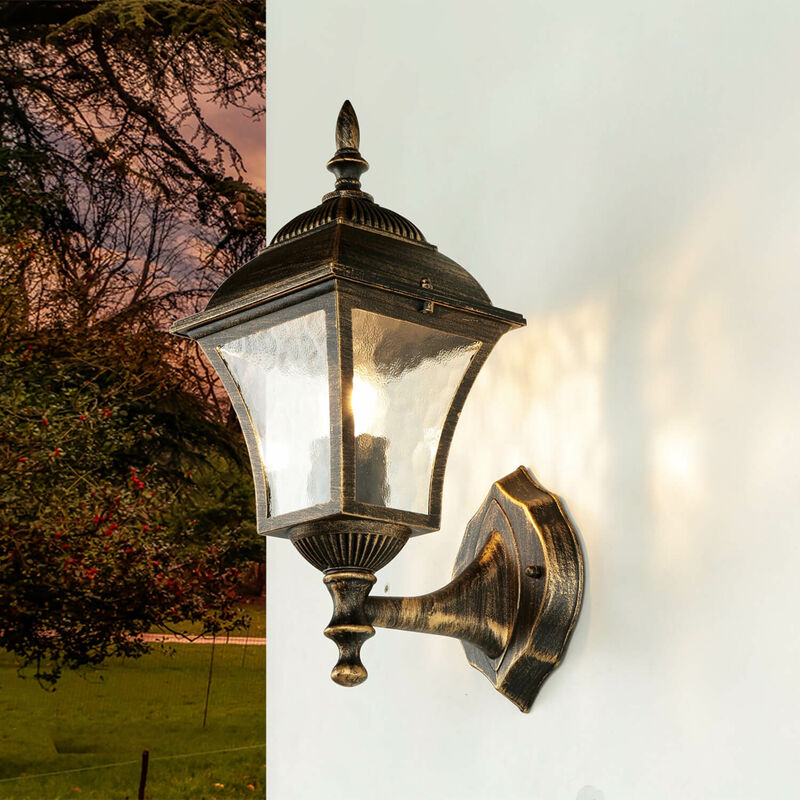 Image of Licht-erlebnisse - Lampada da parete per esterni stile rustico con design retrò a Lanterna E27 ideale per zona di ingresso cortile giardino toscana