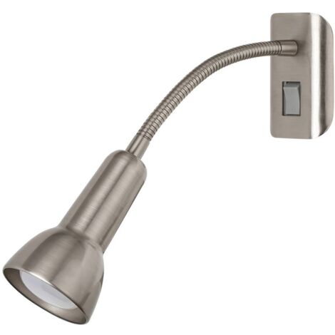 Parete luce Anja con il braccio flessibile di metallo e cromo metallo satinato L :. 18 centimetri B: 6.5 cm H: 25cm con interruttore