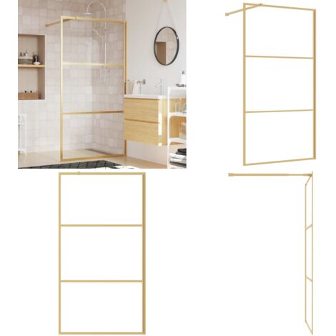 Parete per Doccia Walk-in Vetro Trasparente ESG 100x195 cm Oro - Parete doccia in vetro - Parete doccia in alluminio