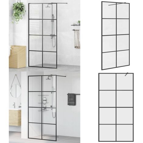 Parete per Doccia Walk-in Vetro Trasparente ESG 100x195cm Nera - Doccia walk-in - Vetro trasparente