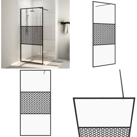 Parete per Doccia Walk-in Vetro Trasparente ESG 115x195cm Nera - Doccia walk-in - Vetro trasparente