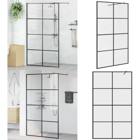 Parete per Doccia Walk-in Vetro Trasparente ESG 115x195cm Nera - Doccia walk-in - Vetro trasparente