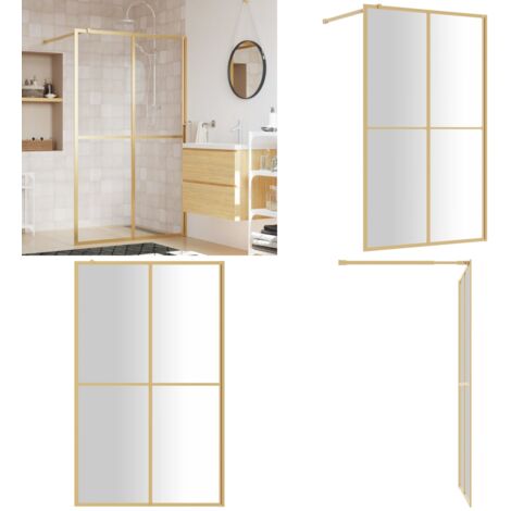 Parete per Doccia Walk-in Vetro Trasparente ESG 118x195 cm Oro - Parete doccia in vetro - Parete doccia in alluminio