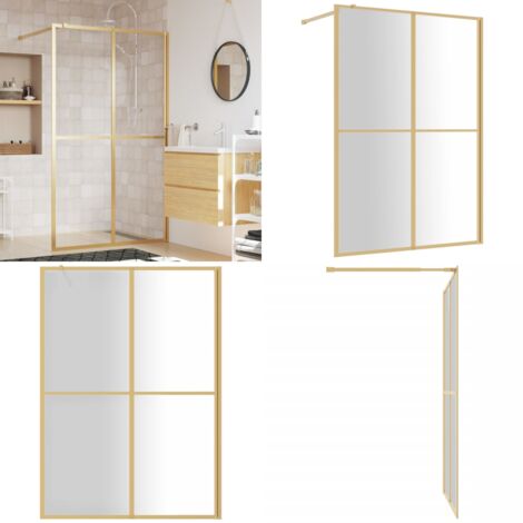 Parete per Doccia Walk-in Vetro Trasparente ESG 140x195 cm Oro - Parete doccia in vetro - Parete doccia in vetro ESG