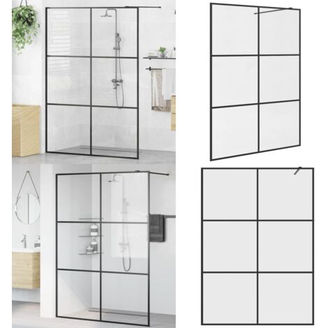 Parete per Doccia Walk-in Vetro Trasparente ESG 140x195cm Nera - Doccia walk-in - Vetro trasparente