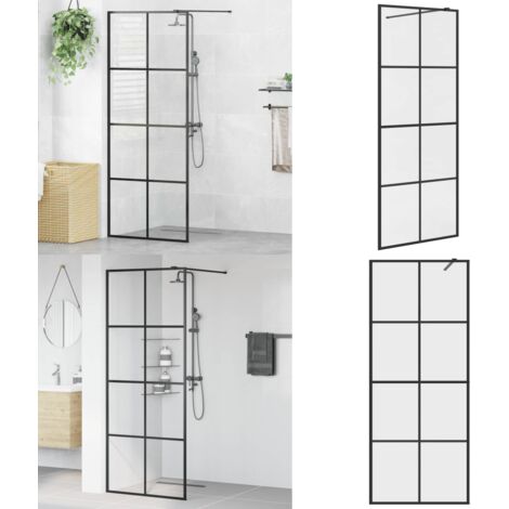 Parete per Doccia Walk-in Vetro Trasparente ESG 80x195 cm Nera - Doccia walk-in - Vetro trasparente