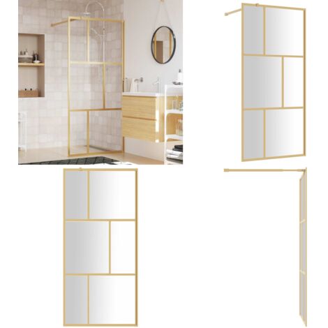 Parete per Doccia Walk-in Vetro Trasparente ESG 80x195 cm Oro - Parete doccia in vetro - Parete doccia ESG