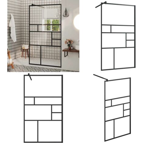 Parete per Doccia Walk-in Vetro Trasparente ESG 90x195 cm Nera - Doccia walk-in - Vetro trasparente