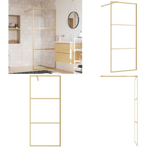 Parete per Doccia Walk-in Vetro Trasparente ESG 90x195 cm Oro - Parete doccia in vetro - Parete doccia in alluminio