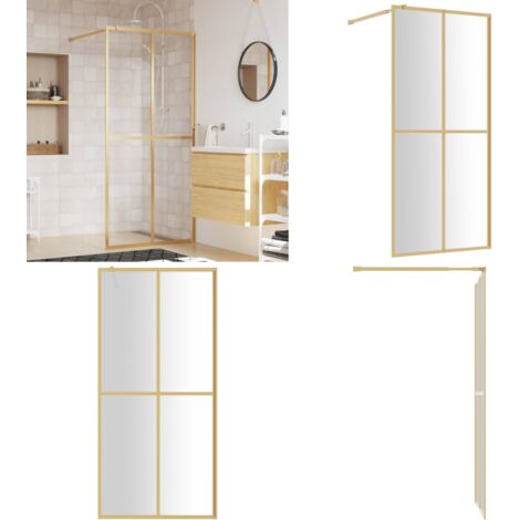 Parete per Doccia Walk-in Vetro Trasparente ESG 90x195 cm Oro - Parete doccia in vetro - Parete doccia in vetro ESG
