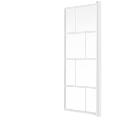 Parete per vasca da bagno girevole stile industriale 70 x 140 cm Bianco opaco Vetro - RIVANON