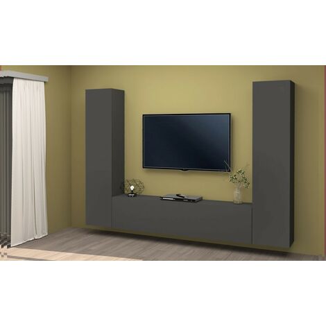 Parete Soggiorno moderno, composizione antracite da cm 260 - MARUSKA