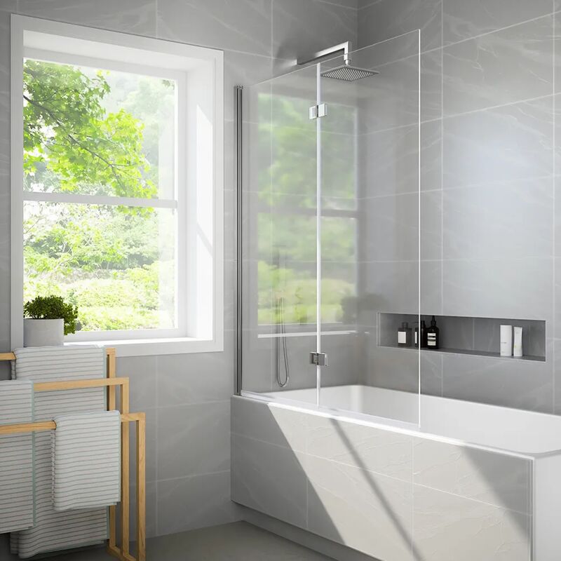 Cabine en verre transparent 6mm 80 cm avec traitement anti-calcaire - Réversible Mod. Magnolia