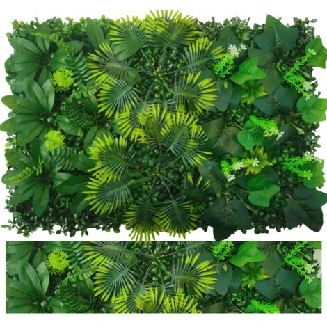 Parete verde artificiale, siepe artificiale, schermo per la privacy con protezione UV, sfondo di vegetazione artificiale, 60 cm x 40 cm