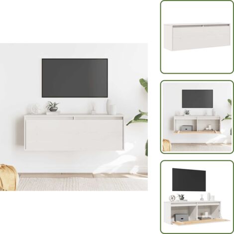 Parete - vidaXL Pensile Bianco 100x30x35 cm in Legno Massello di Pino - Oggetti da collezione