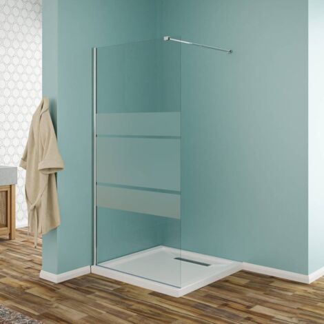 Parete Walk-In in vetro temperato opaco 8mm con profili cromo H190 - 150 cm