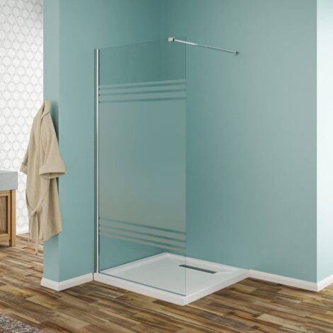 Parete Walk-In in vetro temperato opaco 8mm con profili cromo H190 - 80 cm