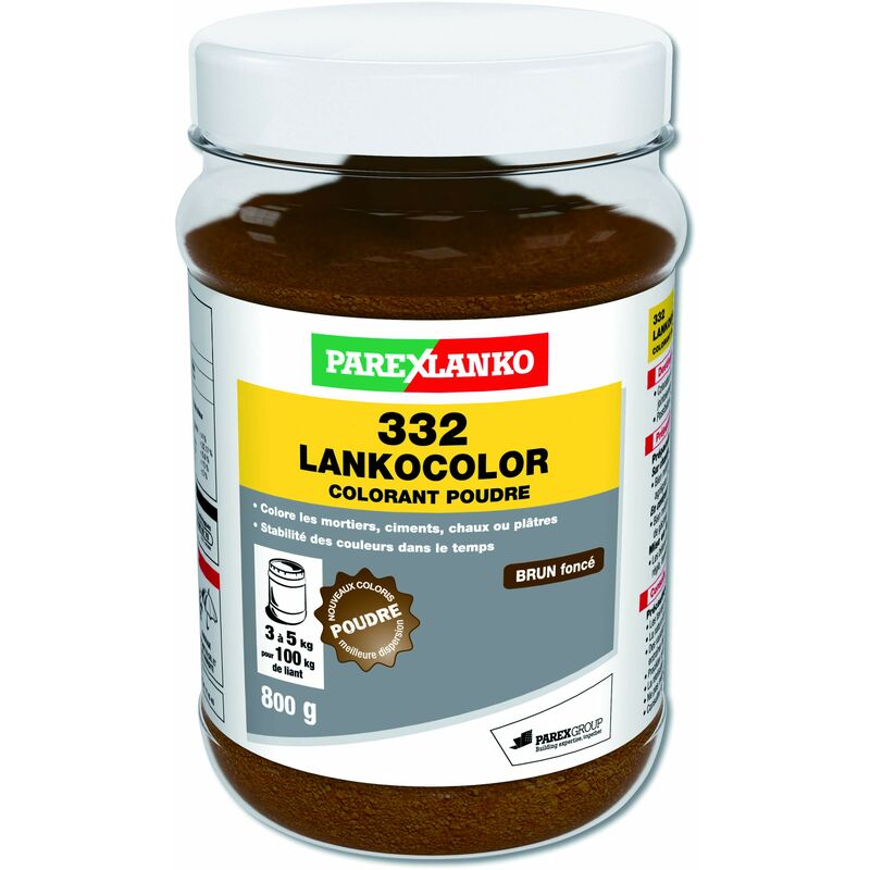 332 LankoColor, colorante in polvere per malte, cementi, calce o intonaci, marrone scuro, 800 g - Parexlanko