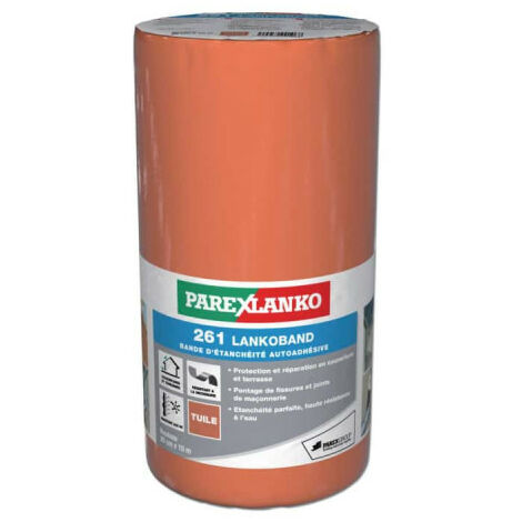 Parexlanko – Bande d'étanchéité autocollante pour toiture – Bitume élastomère pour surfaces béton et bois – 20 cm x 10 m – Résistante aux intempéries