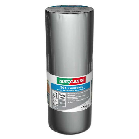 Parexlanko – Bande d'étanchéité autocollante pour toiture – Bitume élastomère – 20 cm x 10 m – Pour béton, mortier et bois – Protection contre humidité et UV
