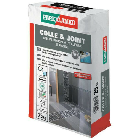 Parexlanko – Colle-joint spécial douche italienne et piscine – Blanc – 25 kg – Pour joints de 1 à 8 mm – 3399