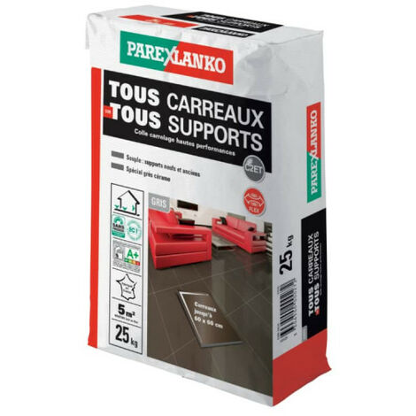 Parexlanko – Colle pour carrelage améliorée – Pour tous supports intérieurs – Gris – 25kg – 2939