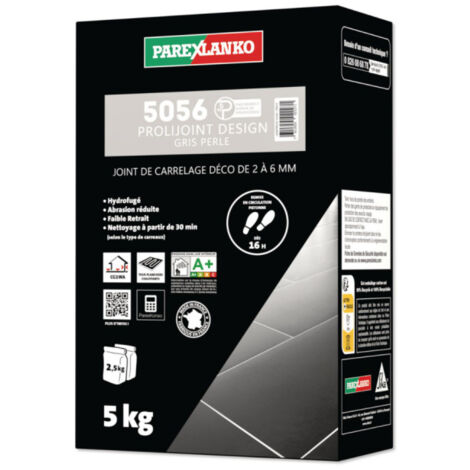 Parexlanko – Joint pour carrelage hydrofuge gris perle – Application facile pour joints fins 2-6mm – Résistant aux taches et à l'humidité – L5056PERLE05